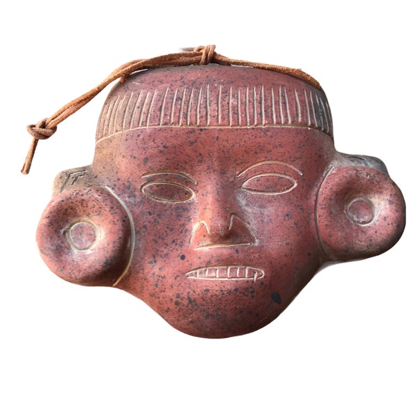 Vintage Repaut Inah mexikanische Volkskunst Maske Rep. Aut Inah mexicain masque de poterie art artisanat Aztèque Inca Maya Terre cuite Art populaire