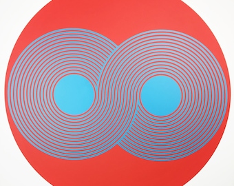 Kyohei Inukai Earle Goodenow Op Art Silkscreen 24.7x24.7 Inch numbered and signed in pencil space age print mid century vintage us art