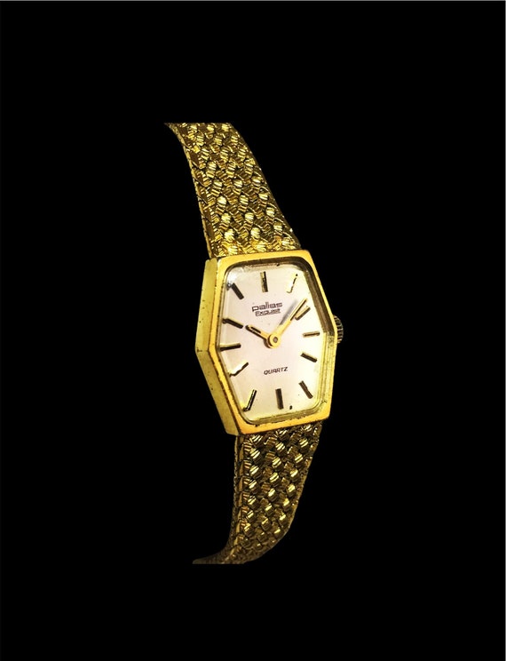 Vintage Pallas Exquisit Women Quartz Wrist Watch Gold Tone Plated