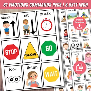 Afdrukbare emoties PEC's communicatiekaarten, autismecommunicatie, communicatiekaarten, non-verbale communicatie, autisme afdrukbaar