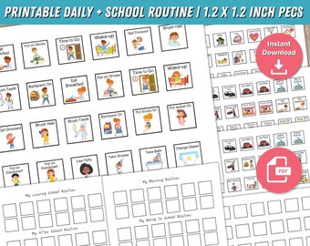 Printable Daily Routine Chart Visual PECs Schedule, Morning Routine, Bedtime Routine, School Routine, Autism Routine, PECs Routine Cards