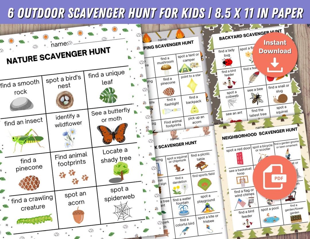 Outdoor Scavenger Hunt for Kids | Outdoor Games for Families | Backyard ...