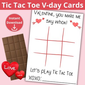 Tic Tac Toe Valentine Cards Printable for Kids, Classroom Valentine Game, Printable School Valentine, Tic Tac Toe Board, Non Candy Valentine