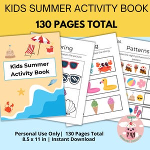 Sommaraktivitetsbok för barn, arbetsbok för förskola, ABC-inlärningssidor, finmotorik, utskrivbar aktivitetsbok, spårningsblad, tyst bok