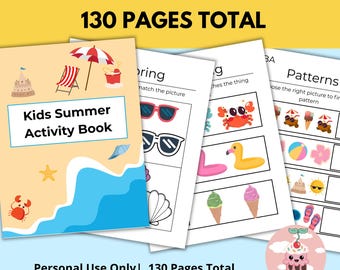 Kids Summer Activity Book, Preschool Workbook, ABC Learning Pages, Fine Motor Skills, Printable Busy Book, Tracing Worksheets, Quiet Book