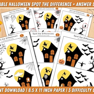 Halloween Printable Spot the Difference Kids Activity - Etsy