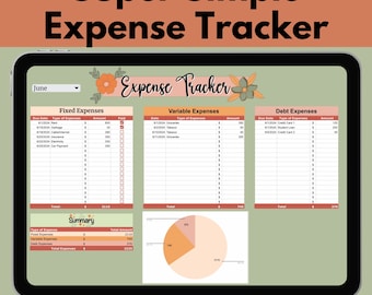 Boho Expense Tracker Google Sheets, Monthly Expense Tracker, Expense Tracker Template, Spending Tracker, Personal Finance Planner