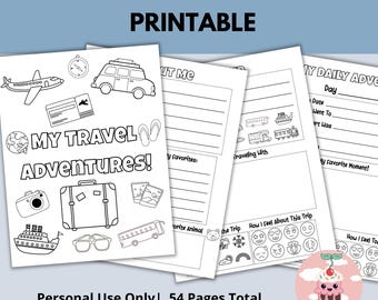 Kids Travel Journal Printable, Kids Travel Activity, Kids Travel Diary, Road Trip Activities, Travel Journal Pages, Kids Trip Journal