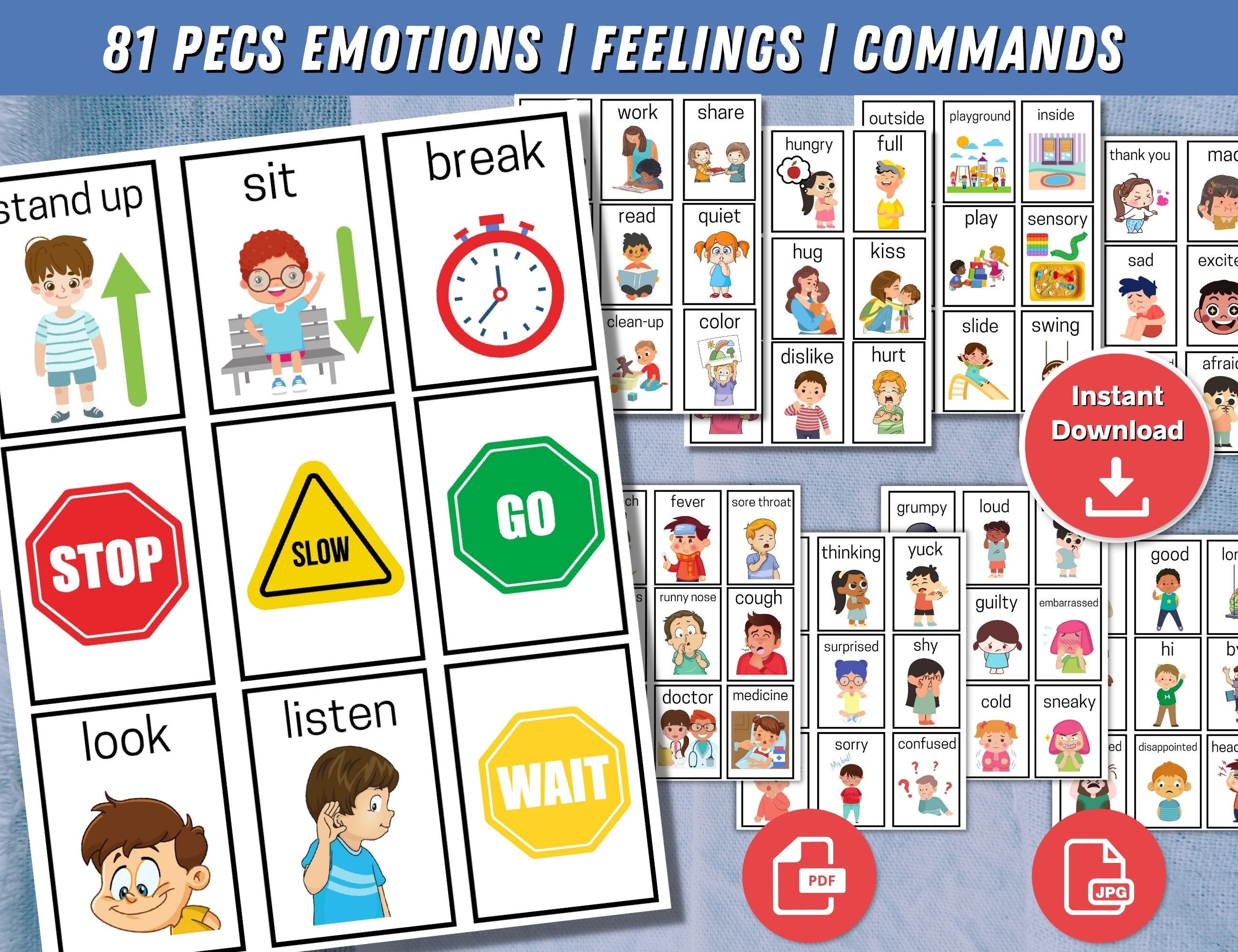 Printable Pecs Communication Cards, Autism Communication, Communication  Cards, Nonverbal Communication, Autism Printable, Communication Pecs 