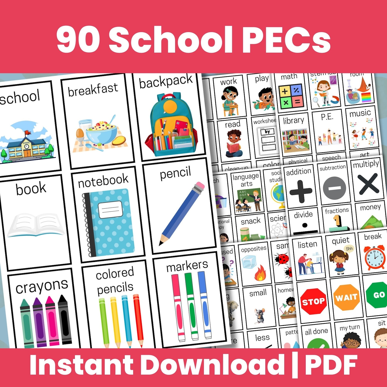 School Printable Pecs Communication Cards, Autism Communication ...