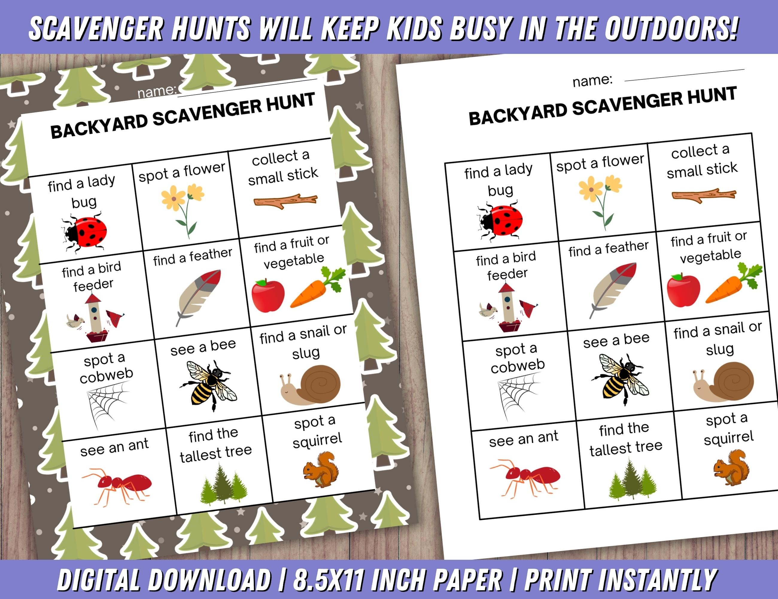 Outdoor Scavenger Hunt for Kids Outdoor Games for Families Backyard ...