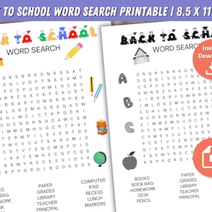 Búsqueda de palabras de regreso a clases imprimible / Rompecabezas de búsqueda de palabras para niños