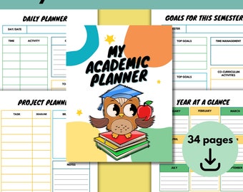 Agenda académique, agenda étudiant imprimable, agenda semestriel, lot d'agendas étudiant imprimable, lot d'agendas d'études, suivi d'étude