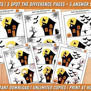 Halloween Printable Spot the Difference Kids Activity - Etsy