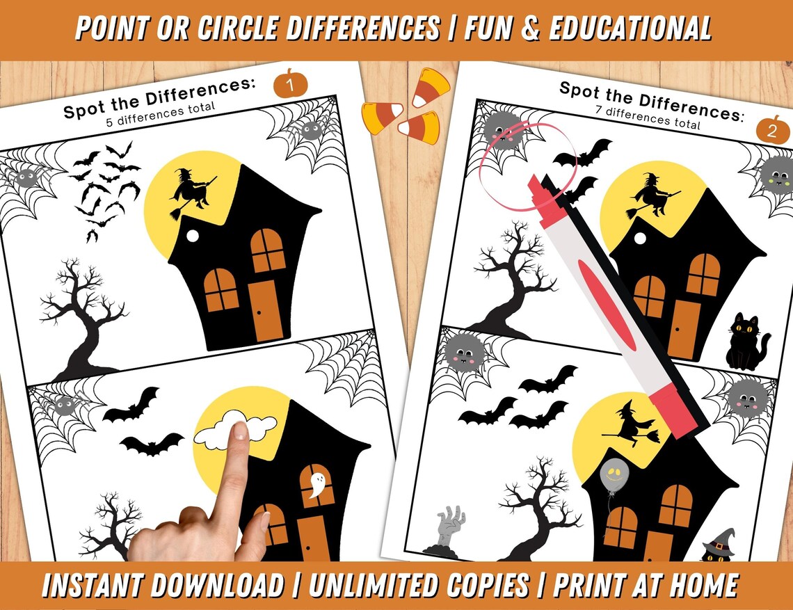 Halloween Printable Spot the Difference Kids Activity - Etsy