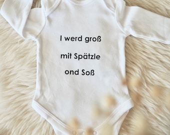 Body de bebé de manga larga con letras divertidas, algodón orgánico | personalizado | Schwaben Baby | Regalos para recién nacidos | talla 56 | ropa de bebé | regalos para bebés
