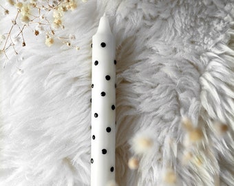 Juego de 2 velas cónicas con lunares 3D, blanco y negro, regalos, cumpleaños, decoración del hogar, decoración, hygge, hecho a mano, hyggelig