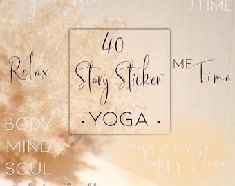 Pegatina de 40 historias • YOGA • Estiramientos, Namaste, Tiempo de yoga, Enrolla tu esterilla, Meditación, Instagram, Tiktok, notas buenas, Letras