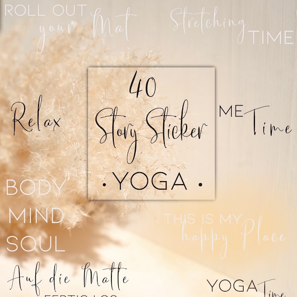 40 Story Sticker • YOGA • Stretching, Namaste, Yoga Time, Roll your Mat, Meditation, Instagram, Tiktok, goodnotes, Lettering