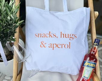 Bolsa de compras grande, Aperol, bolsa de playa, regalo de Aperol, cumpleaños, ambiente veraniego, aperitivos, abrazos y Aperol, picnic, festival