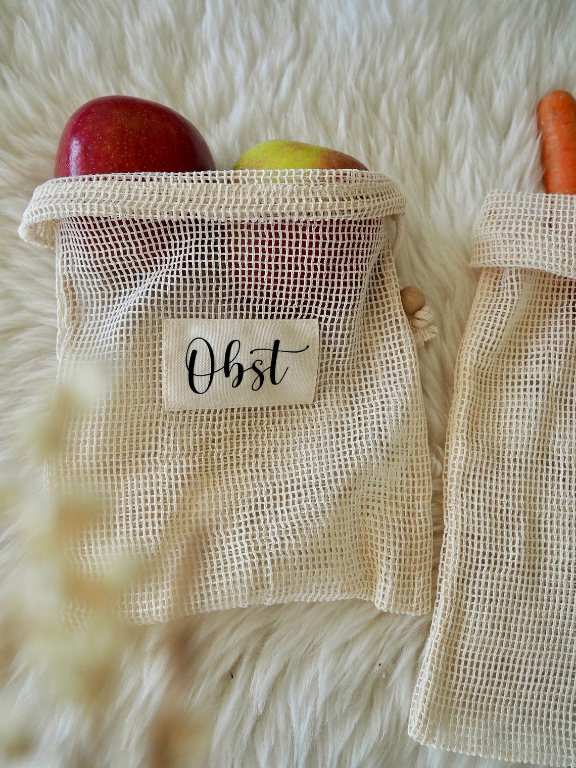 BOHUIZ 8er-Set Obst- & Gemüsenetze - Wiederverwendbare Einkaufsbeutel Mit Zugband Für Frischewaren, Transparent & Praktisch