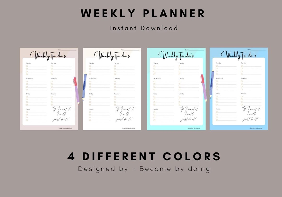 Weekly Planner Printable: Minimalist A4 A5 To-do List (PDF) - Etsy