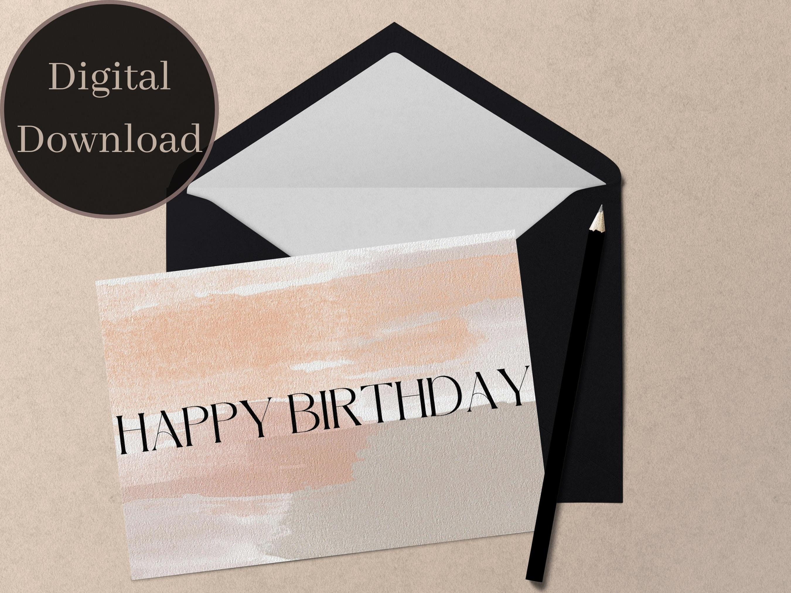 printable happy birthday greeting card abstract etsy
