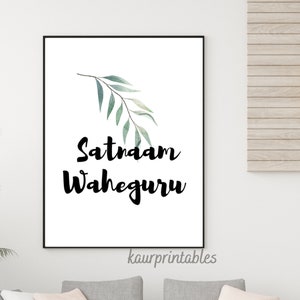 Satnaam Waheguru Printable Wall Poster | Gurbani Art | Sikh Home Decor | Sikh Gifts | Minimalistic Wall Art I Boho Aesthetic Wall Art