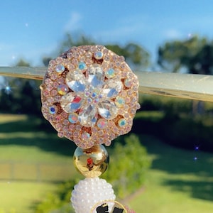 Bobine de badge, badge Bling, badge personnalisé, bobine de badge strass, badge rétractable, carte d'identité de travail, badge d'infirmière, cadeau de collègue, diamant n° 2