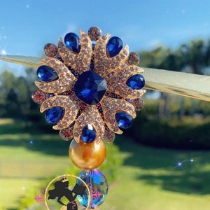 Bobine de badge, badge personnalisé, strass bobine, badge rétractable, pièce d'identité au travail, badge d'infirmière, cadeau de collègue, badge bling, bleu océan Bling #3