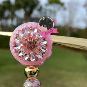 Badge Reel Retractable, Bling Pink Diamond Badge Reel, RN Badge, Healthcare Gift, Custom Badge Reel, Work ID, Teacher Badge, Co Worker Gift