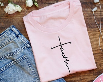 Glaube Shirt, Glaube T-Shirt, Jesus, christliches Shirt, vertikales Kreuz, religiöses Shirt, Glaube Kreuz, christliches Geschenk Shirt