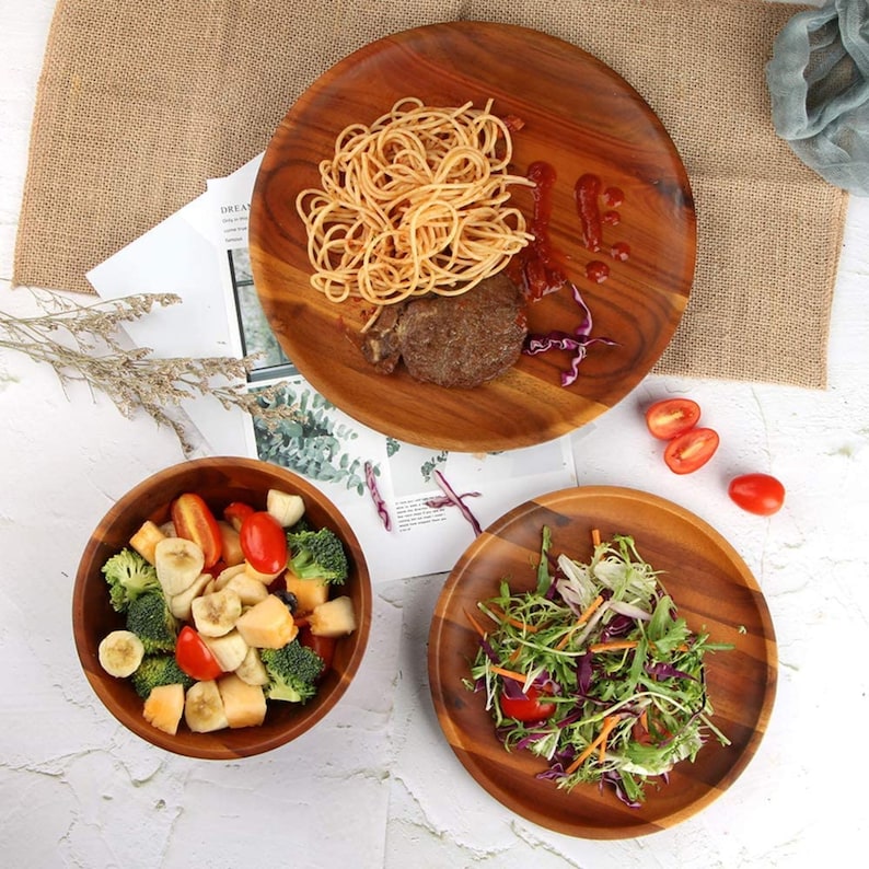 Beautiful 12 Piece Wood Dinnerware Set 4 Bowls 4 Dinner Etsy