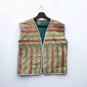 Handmade Cotton Kantha Vest | Indian Patchwork Quilted Clothing