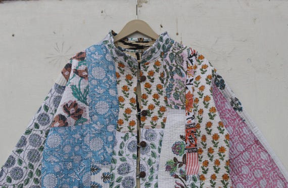 Patchwork Quilted Cotton Jacket: Floral Bohemian … - image 2
