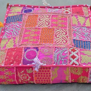 Cojines de suelo Boho - funda de cojín decorativo, cojín patchwork sari, cojín de meditación, almohada de suelo grande cojín indio arte hippie