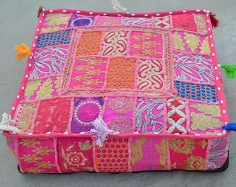 Bohemian floor cushions decorative cushion cover, sari patchwork cushion,  meditation cushion, large floor pillow indian cushion hippie Art