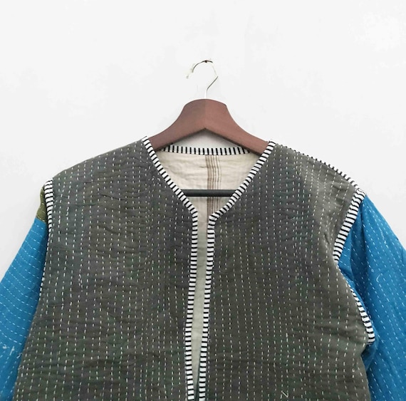 Patchwork Kantha Jacket: Handmade Bohemian Quilte… - image 2