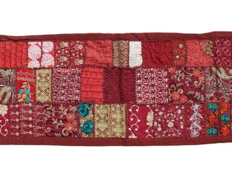 パッチワークテーブルランナー：ヴィンテージサリータペストリー、ボヘミアン風インテリア