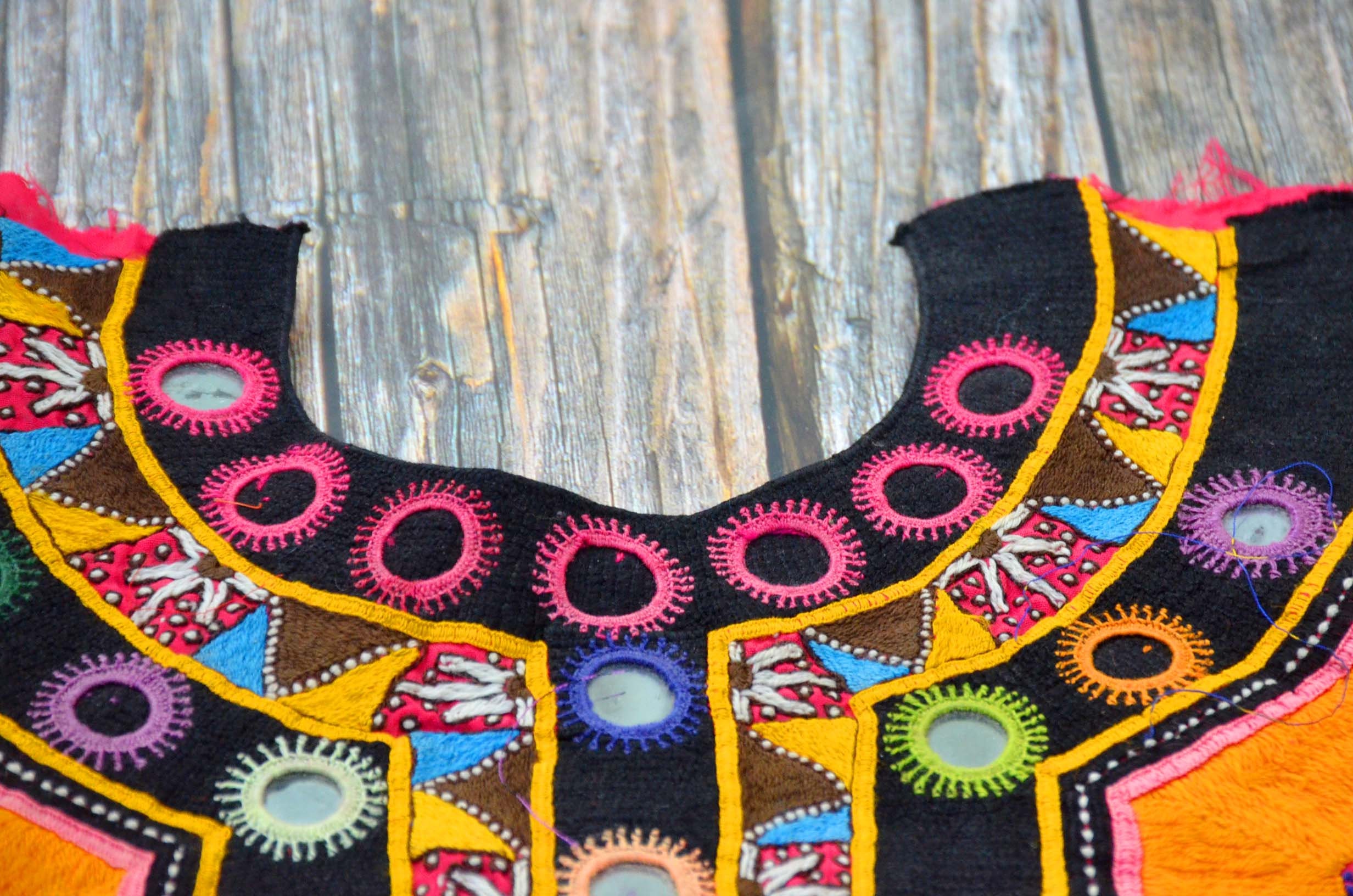 Kutch Vintage Embellished Yokes Patches Bags Dress Jacket,banjara