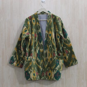 Birds Printed Velvet Kimono Robes, Morning Tea Velvet Coat Bridesmaid Robe Women Wear Cotton Velvet robe Velvet Jacket Bridal Robe
