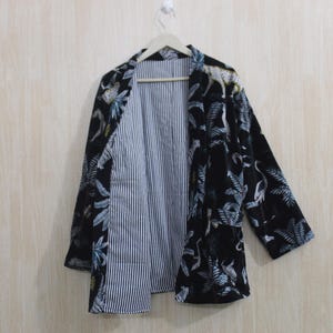 Birds Printed Velvet Kimono Robes, Morning Tea Velvet Coat Bridesmaid Robe Women Wear Cotton Velvet robe Velvet Jacket Bridal Robe