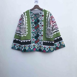 Ręcznie robiona dwustronna kurtka Kantha, patchwork z recyklingowanego sari, płaszcz boho