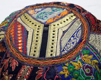 Blue Round floor pillow, Indian style floor seating,  Meditation cushion, Cover only- Bohemian Floor cushion,  Hippie home decor,