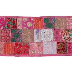 Indian Table Runner Room Decor Cloth Embroidered Patchwork Cotton Dinning Table White Color Handmade Decorative Table Runner