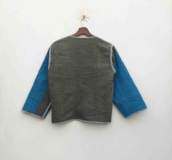 Patchwork Kantha Jacket: Handmade Bohemian Quilte… - image 5