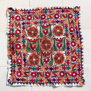 Tapestry Vintage Gujrati 70-80 year old, cotton  embroidery Antique Handmade cotton wall hanging Traditional Indian Textile, Decor