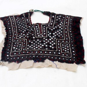 Vintage Banjara Yoke Patch, Handmade  Embroidery, Mirror Work Applique