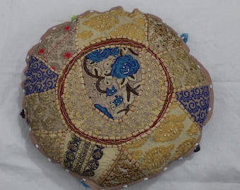 Handmade Patchwork Floor Pillow Cover: Bohemian Meditation Cushion