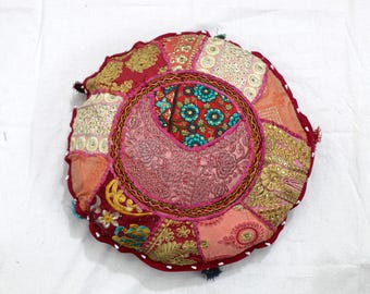 Boho Floor Pillow Cover: Round Meditation Cushion, Indian Seating